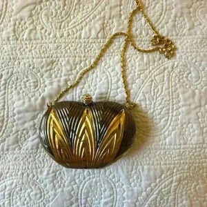 vintage gold and silver heart shaped mini purse